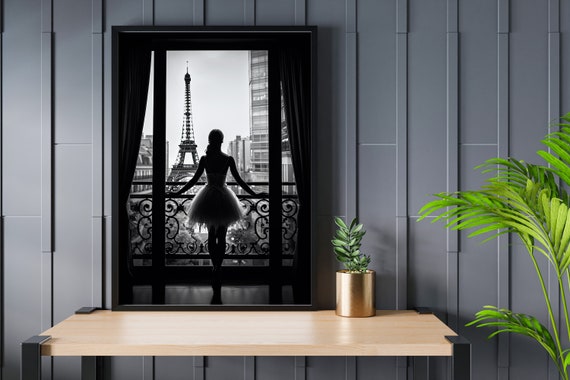 Ballerina Eiffel Tower, Elegant Cityscape Art Print