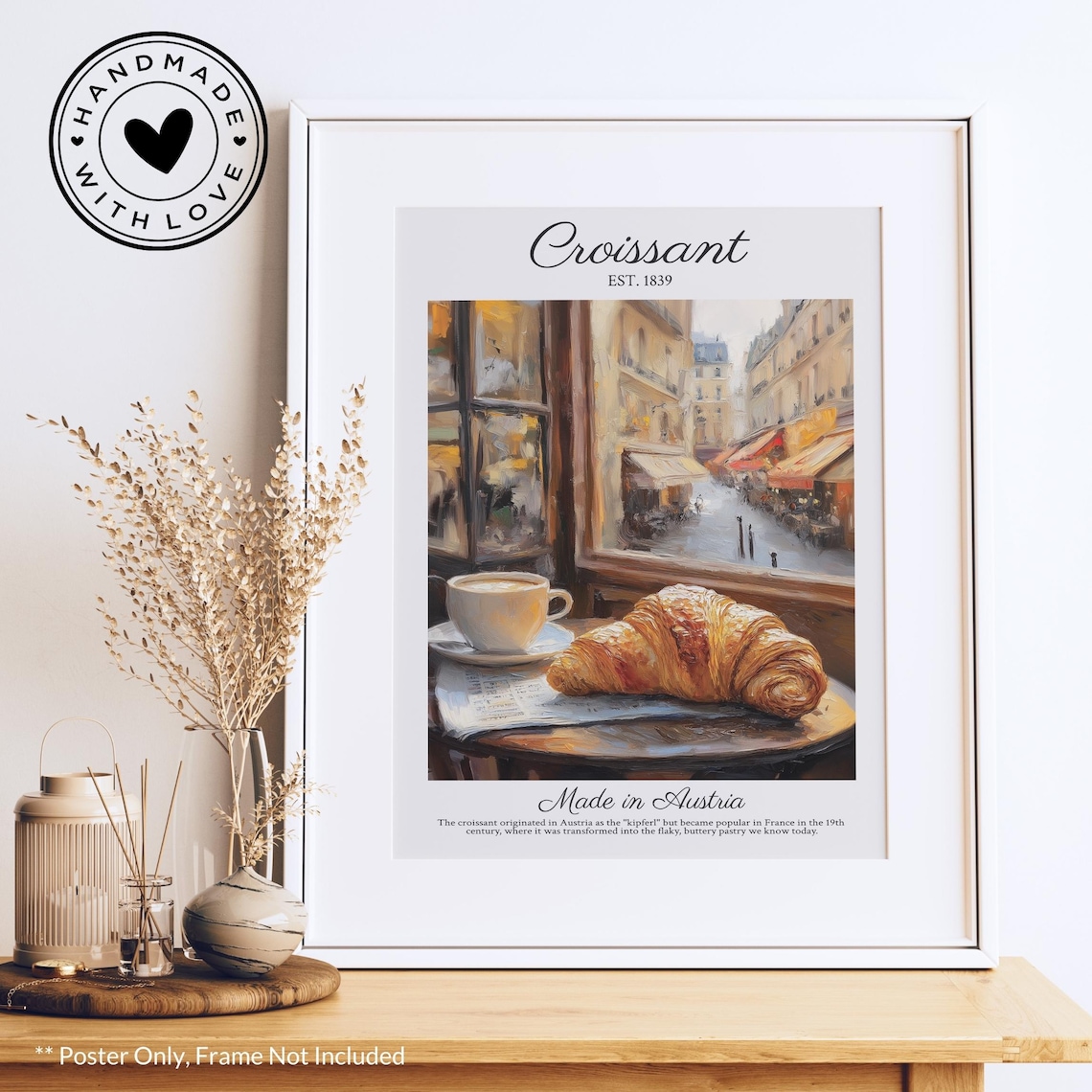 Croissant Poster, Modern Retro Kitchen Decor