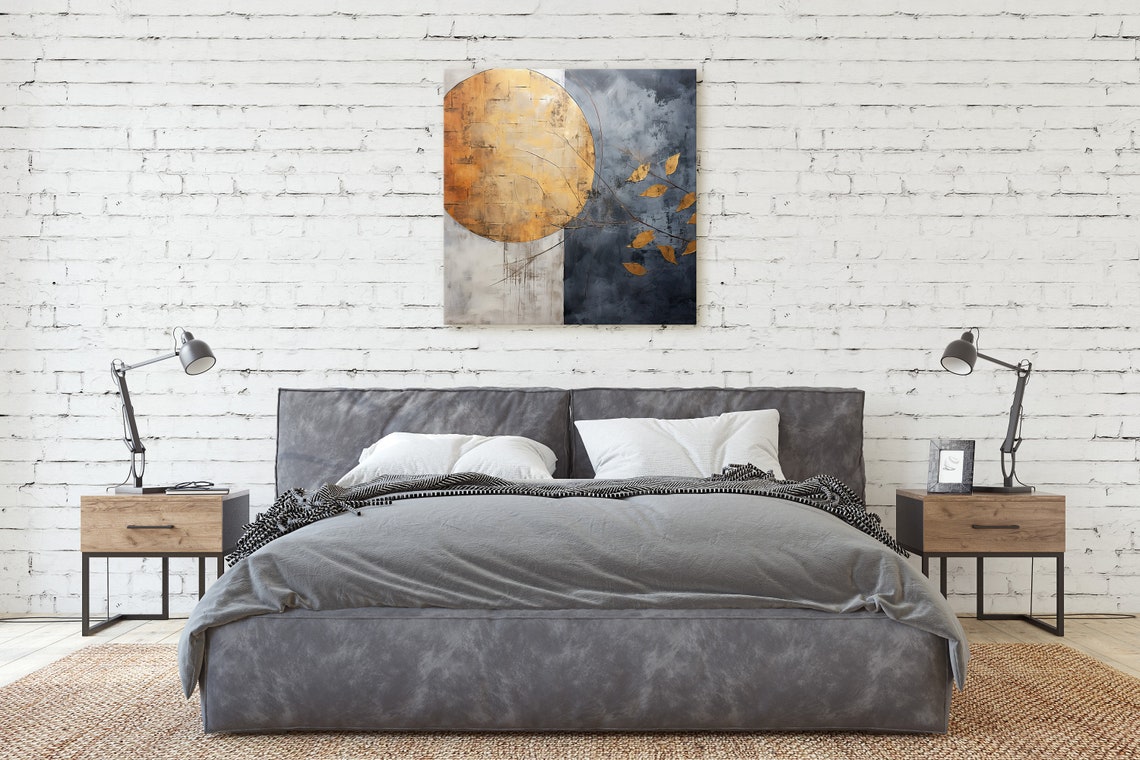 Gold Moon Abstract, Unique Home Decor - Image 2