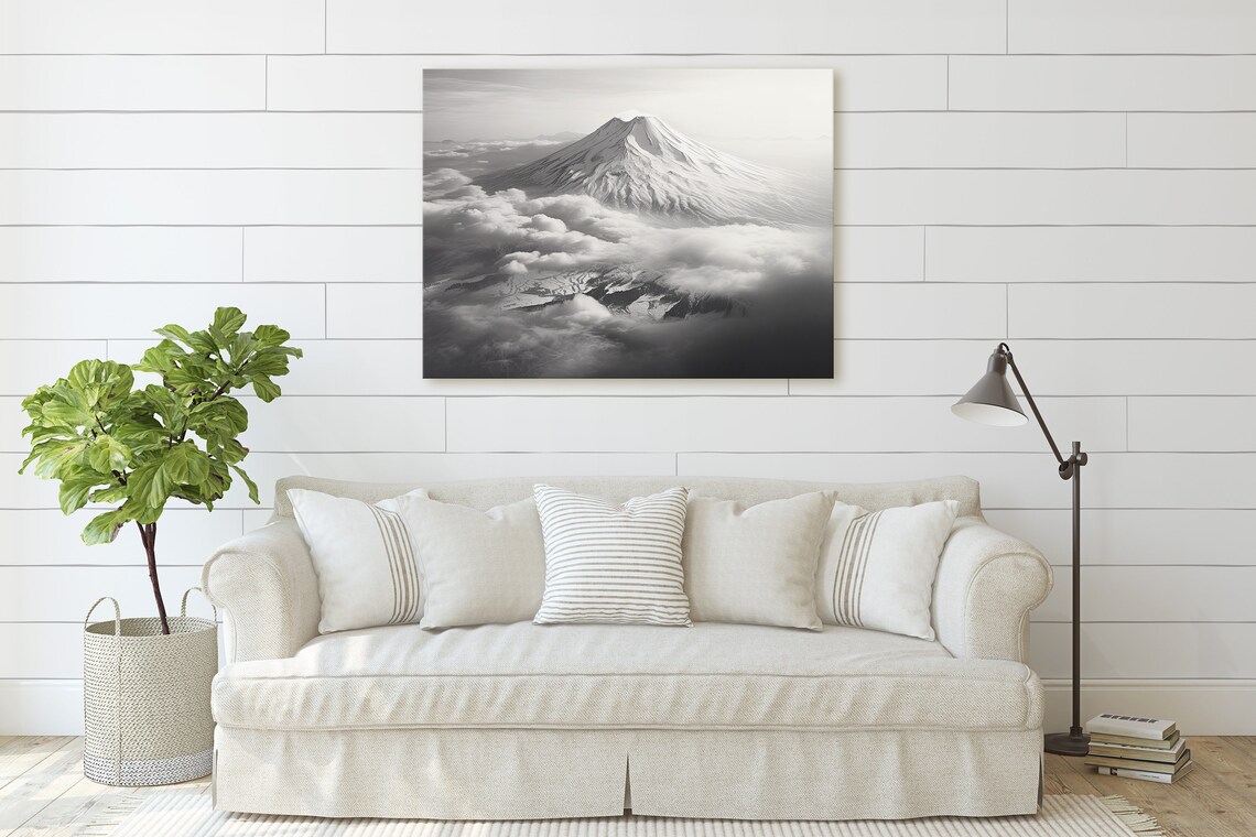 Mt Fuji Japan Clouds Travel Poster, Mountain Landscape - Image 2