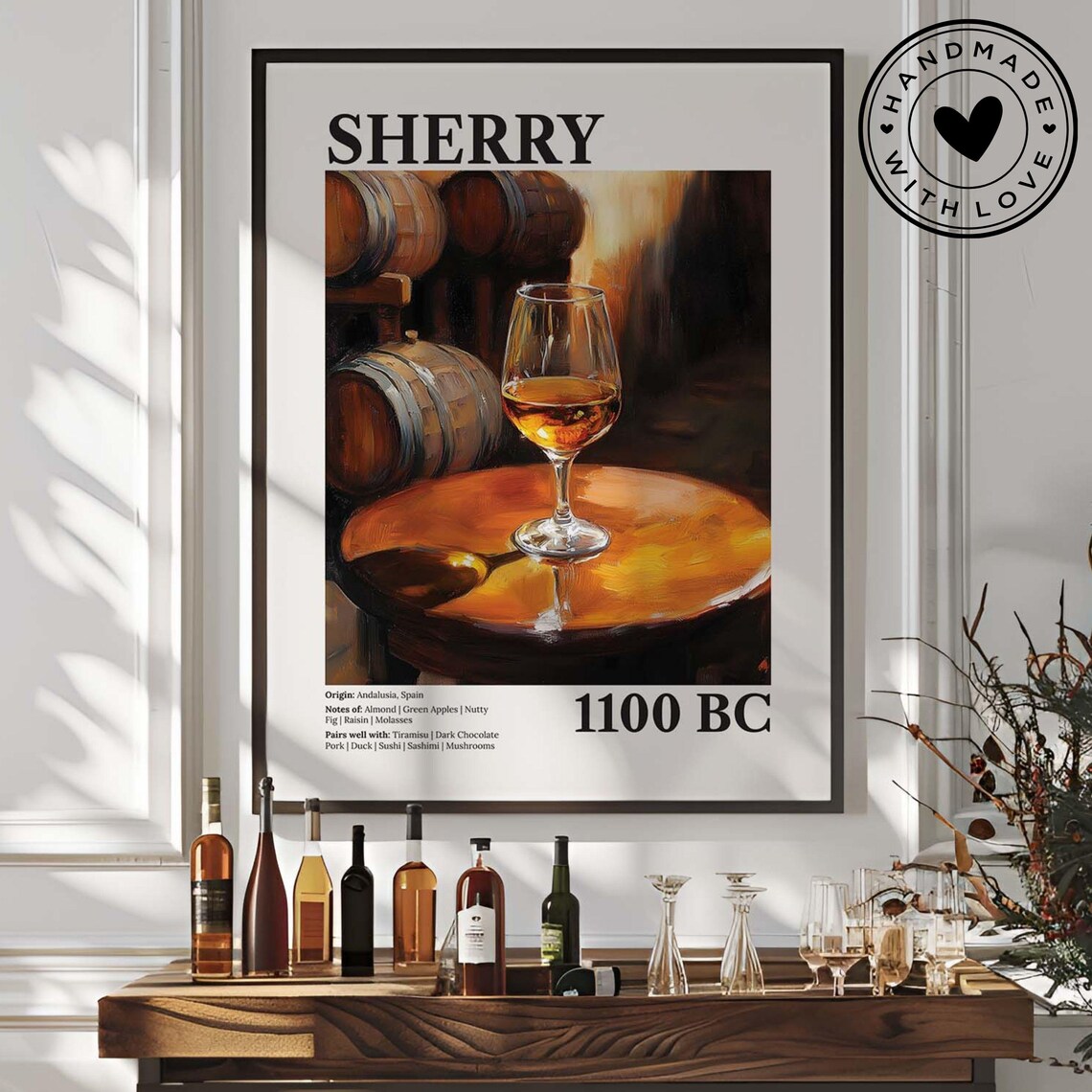 Vintage Sherry Red Wine Bar Poster Print