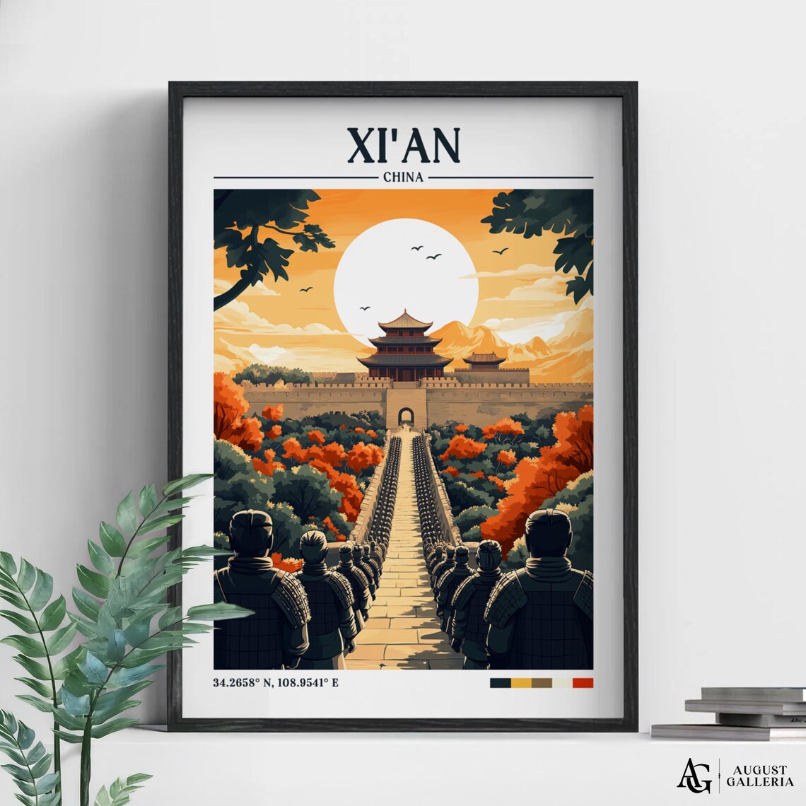Xian China Retro Travel Poster, Wanderlust