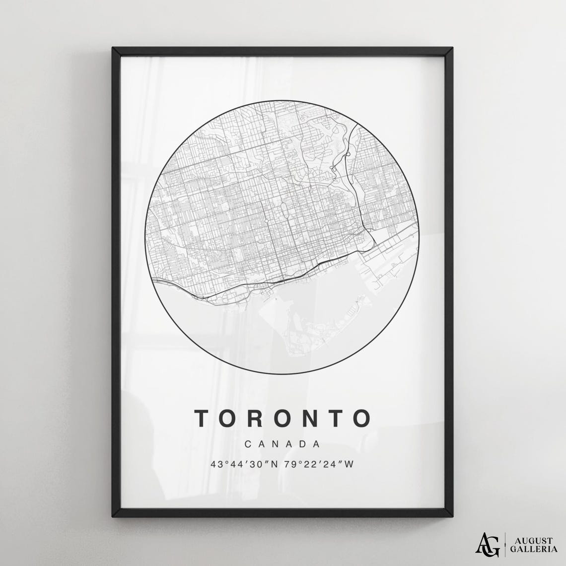Toronto Canada Circular City Map Minimalist Black White Poster