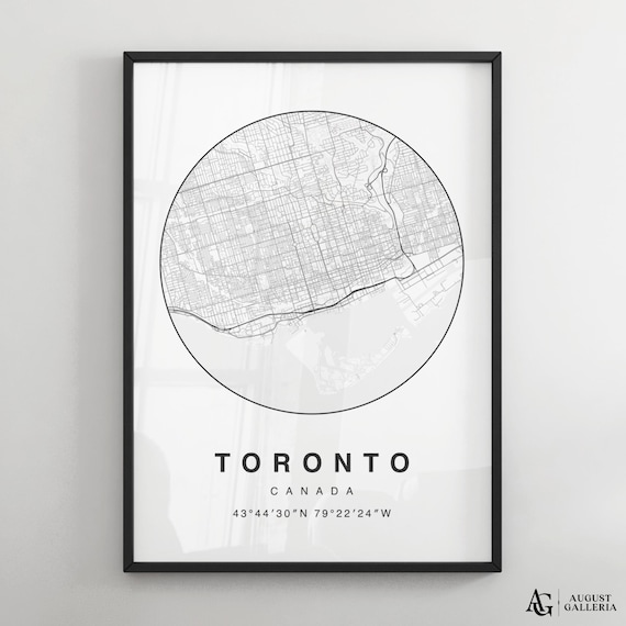 Toronto Canada Circular City Map Minimalist Black White Poster