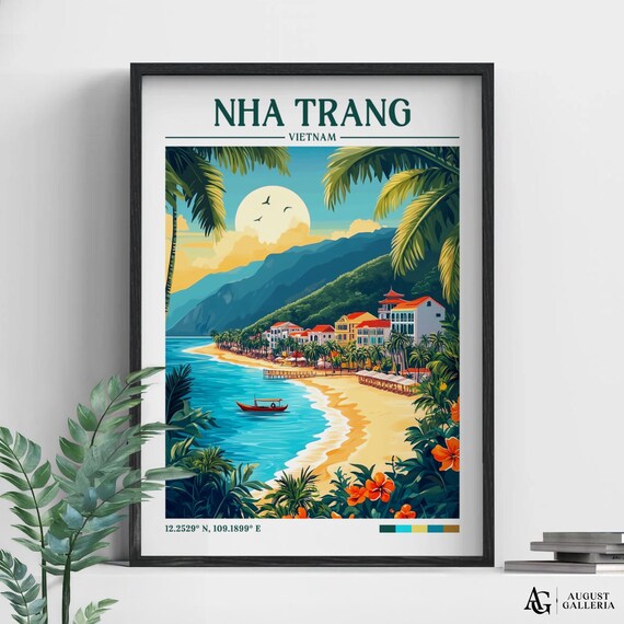 Nha Trang Vietnam Beach Bay Tropical Seaside Resort Travel Poster