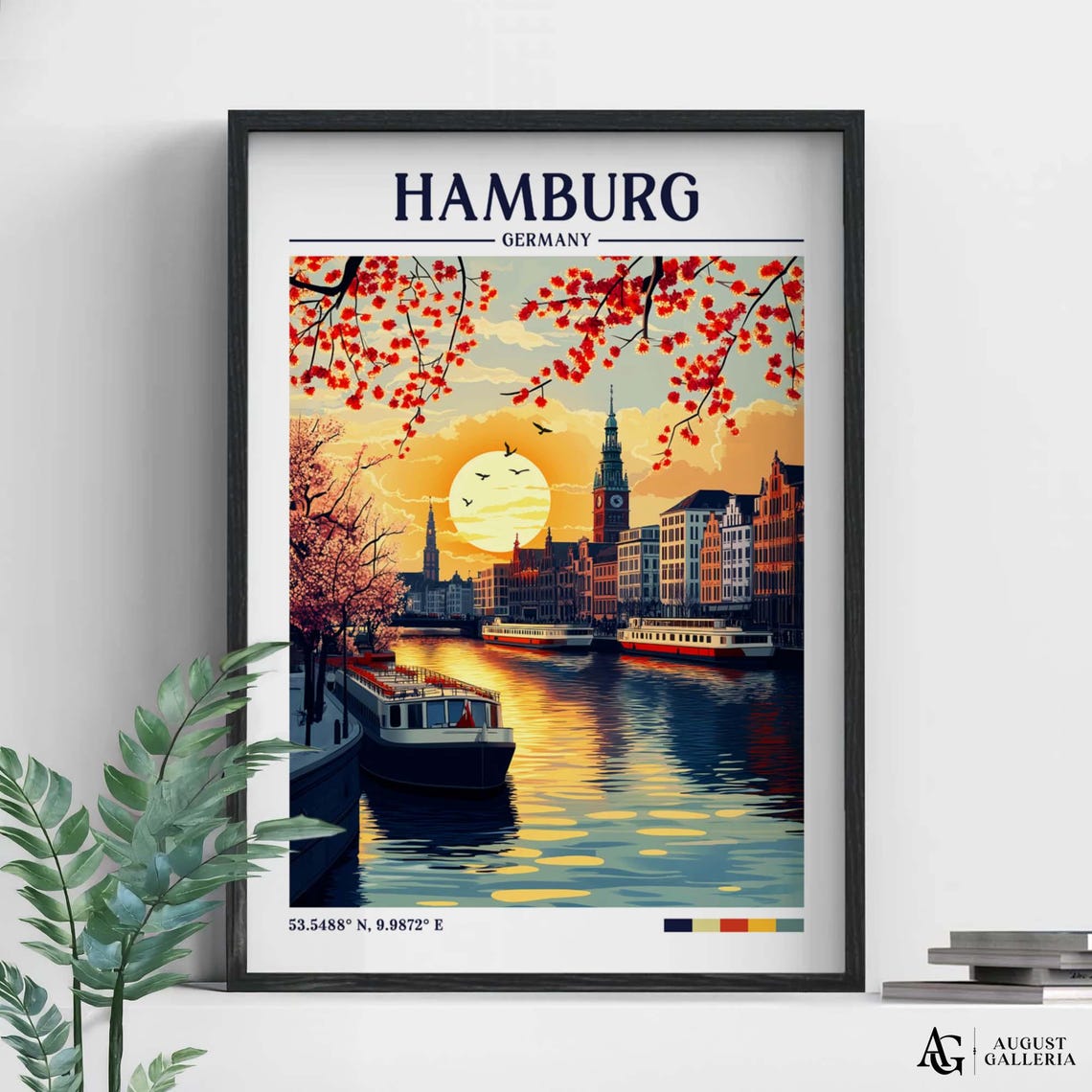Hamburg Germany Retro Travel Poster