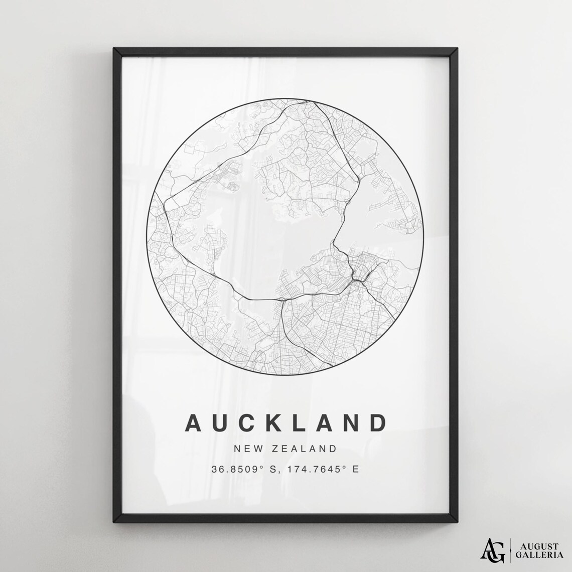 Auckland New Zealand Minimalist Circular Street Map Decor Poster