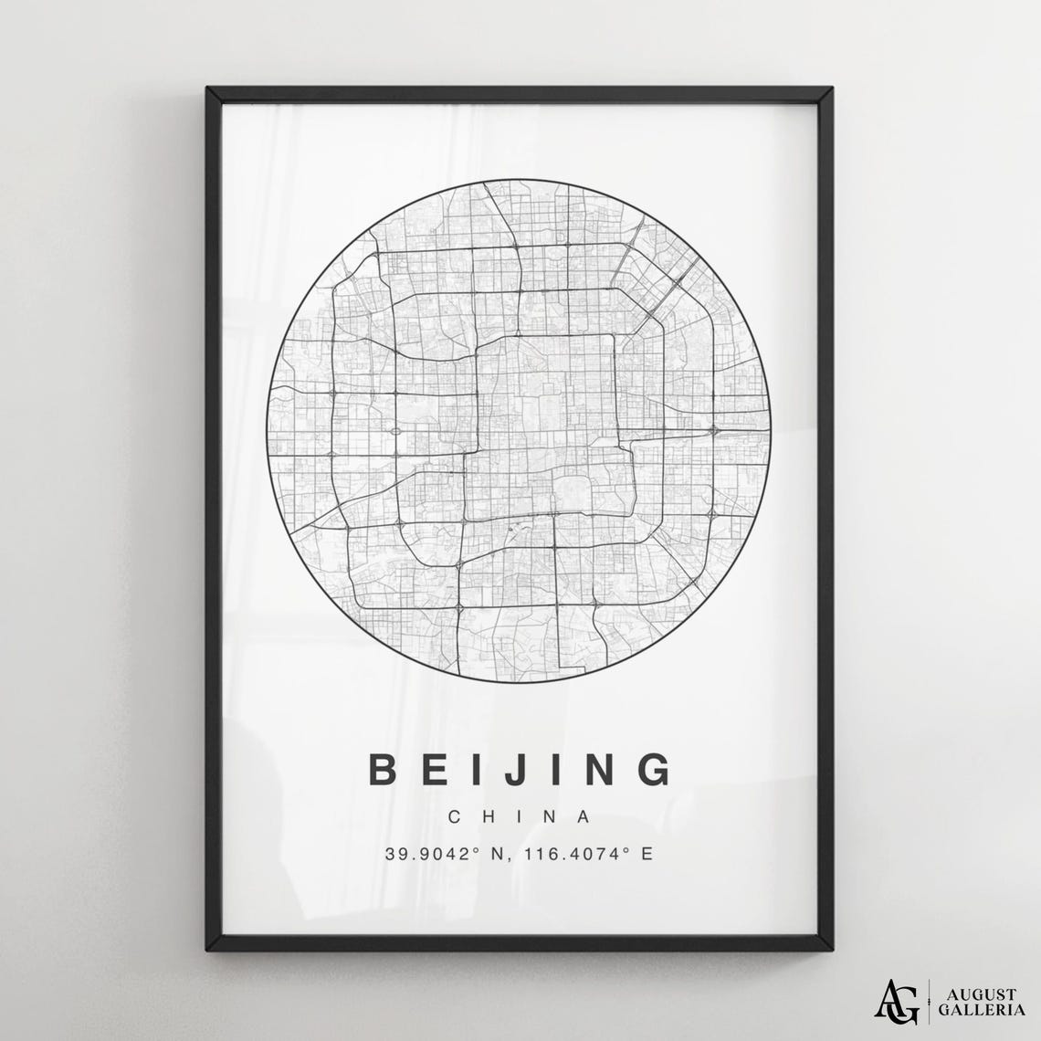 Beijing China Minimalist Circular Street Map Decor Travel Poster