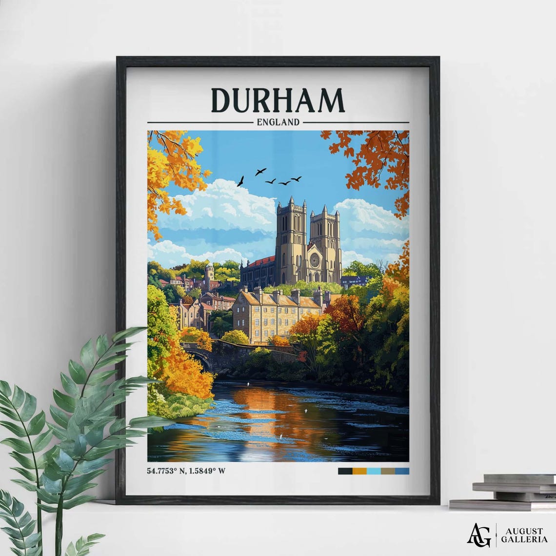 Durham England Retro Travel Print Wanderlust Posters Illustration Wall Art Framed Prints Canvas Poster