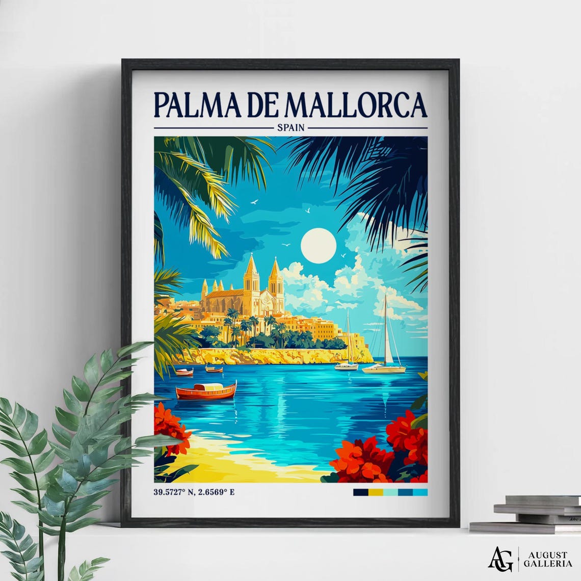 Palma De Mallorca Spain Cathedral Harbor Vintage Travel Poster