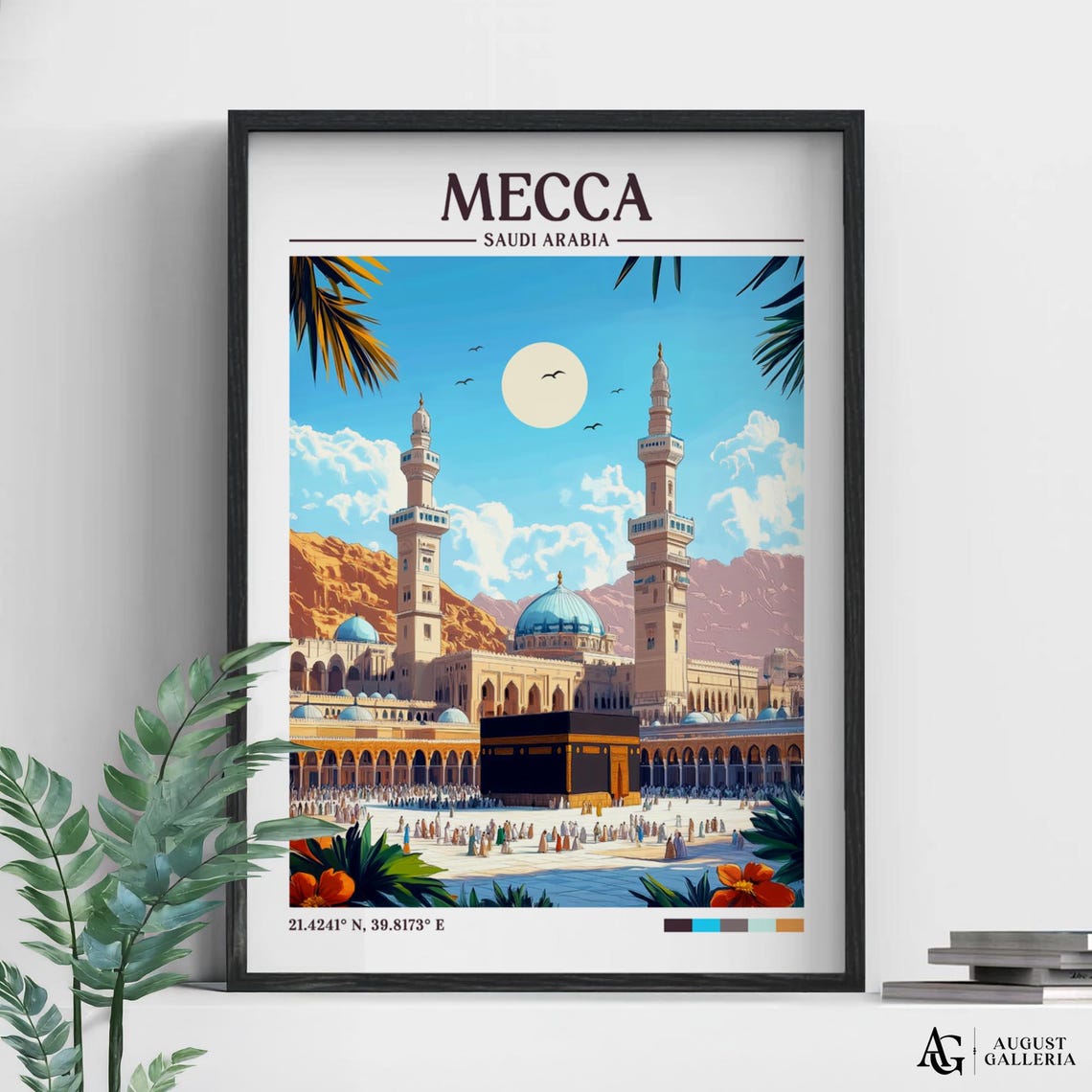 Mecca Saudi Arabia Kaaba Grand Mosque Pilgrimage Travel Poster