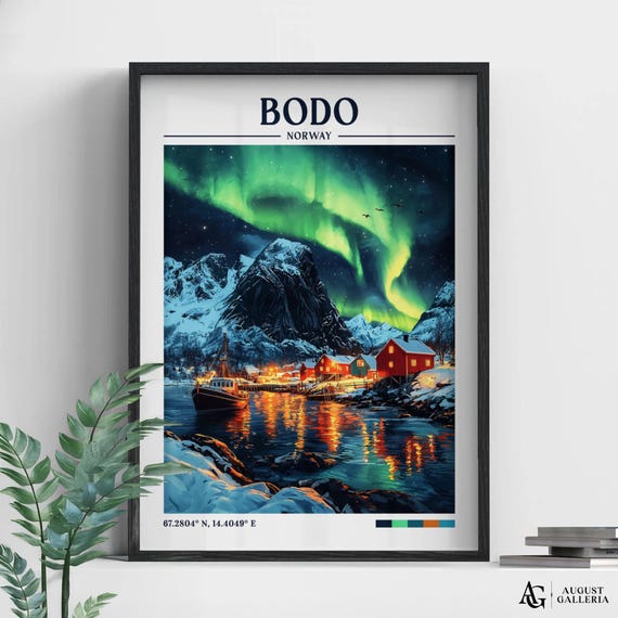 Bodo Norway Retro Travel Print Wanderlust Posters Wall Art Framed Prints Canvas Poster