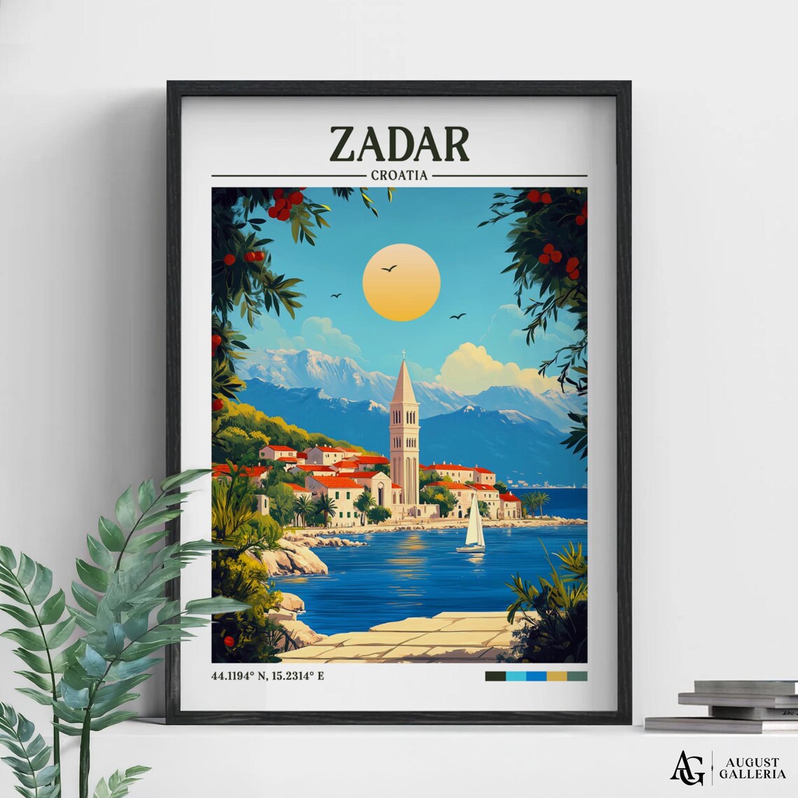 Zadar Croatia Retro Travel Poster, Wanderlust