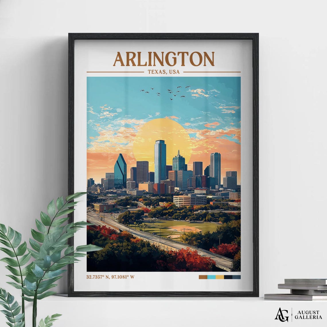 Arlington Texas Retro Travel Print Wanderlust Posters Wall Art Framed Prints Canvas Poster