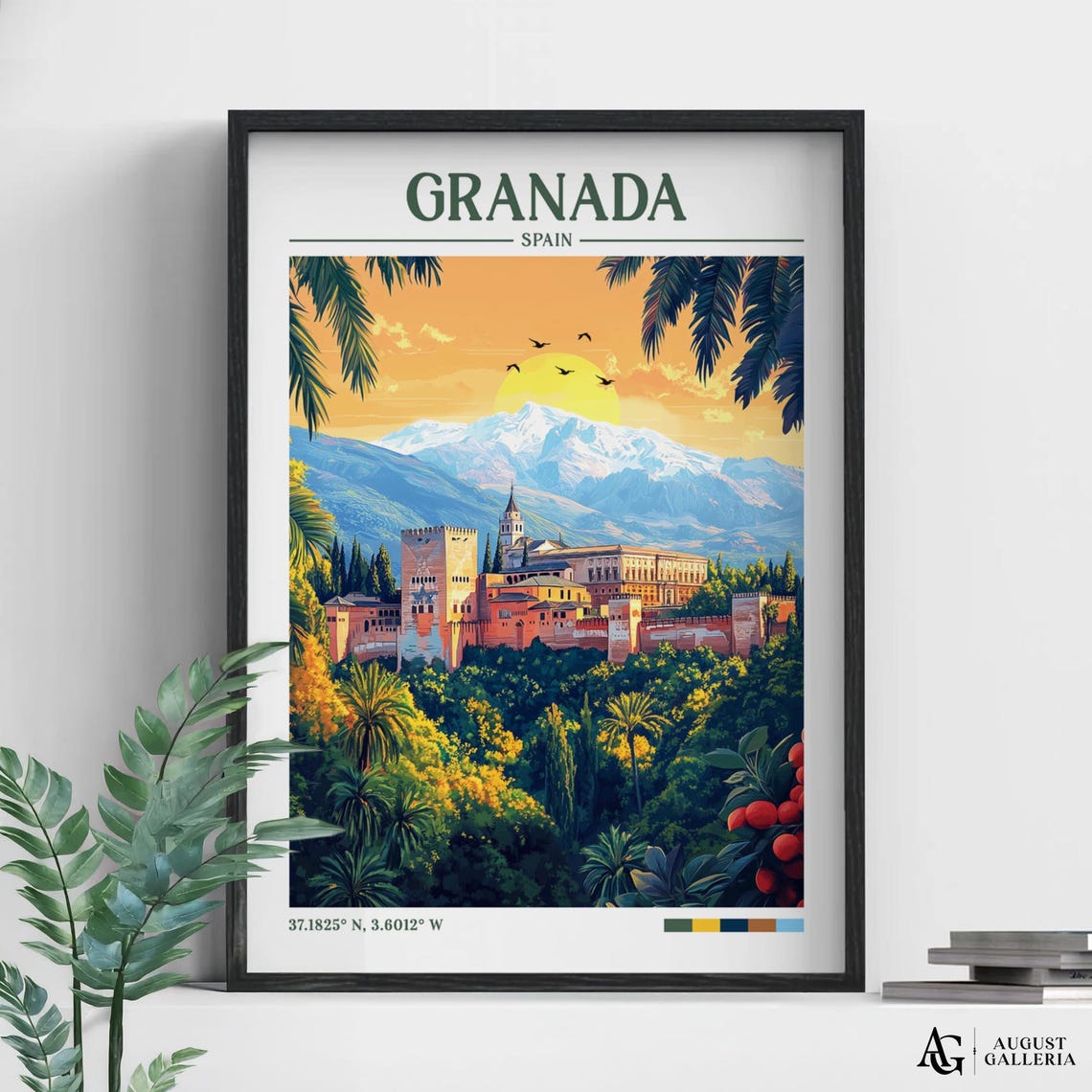 Granada Spain Retro Travel Print Wanderlust Posters Illustration Wall Art Framed Prints Canvas Poster