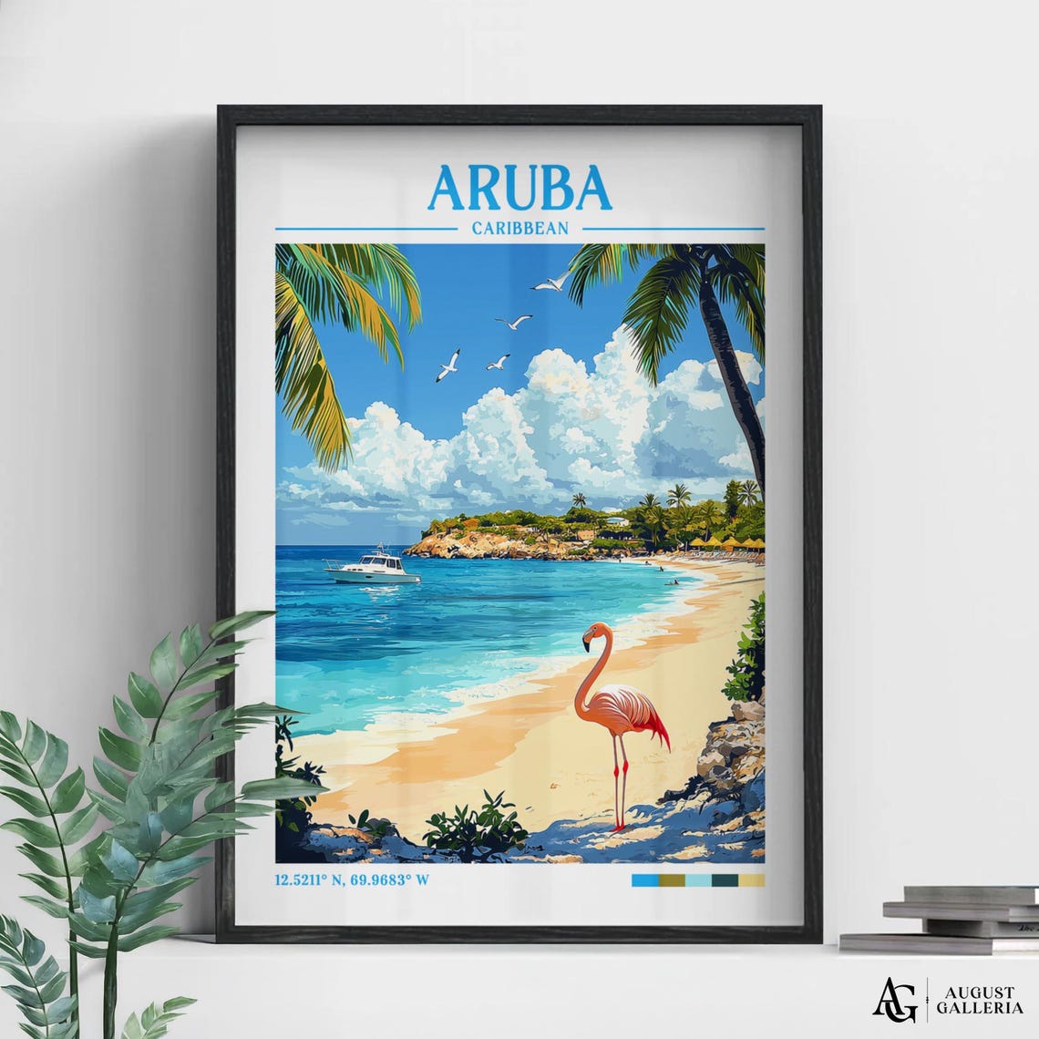 Aruba Caribbean Retro Travel Print Wanderlust Posters Wall Art Framed Prints Canvas Poster