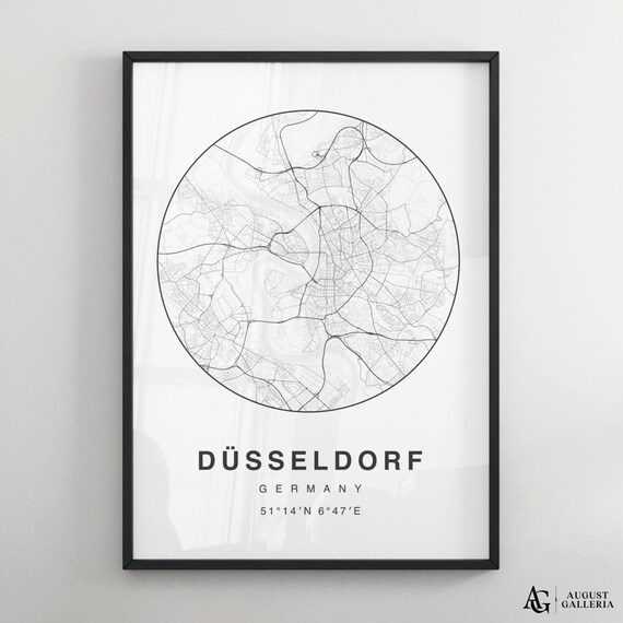 Düsseldorf Germany Minimalist City Map Circle Street Plan Poster