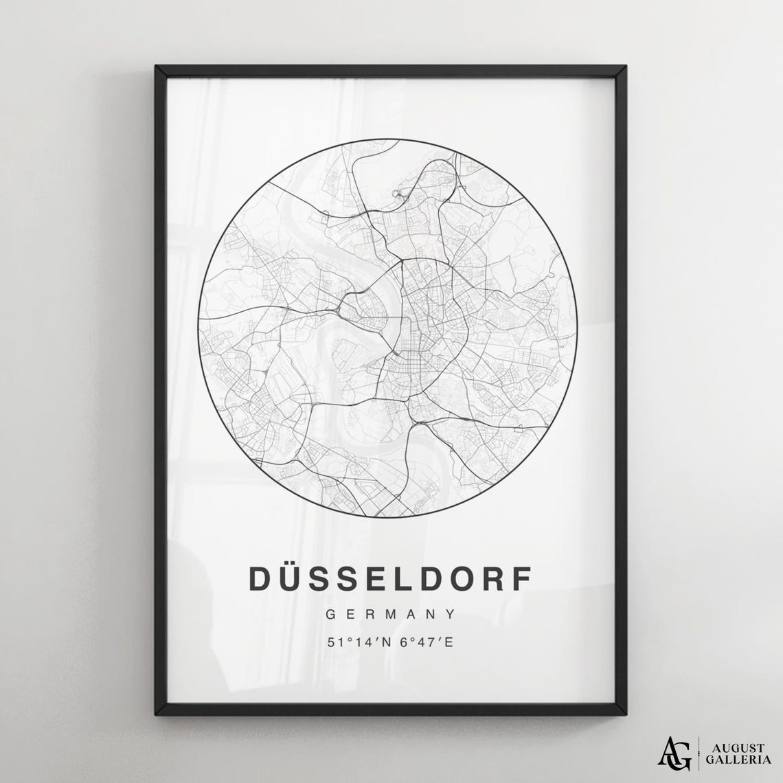 Düsseldorf Germany Minimalist City Map Circle Street Plan Poster