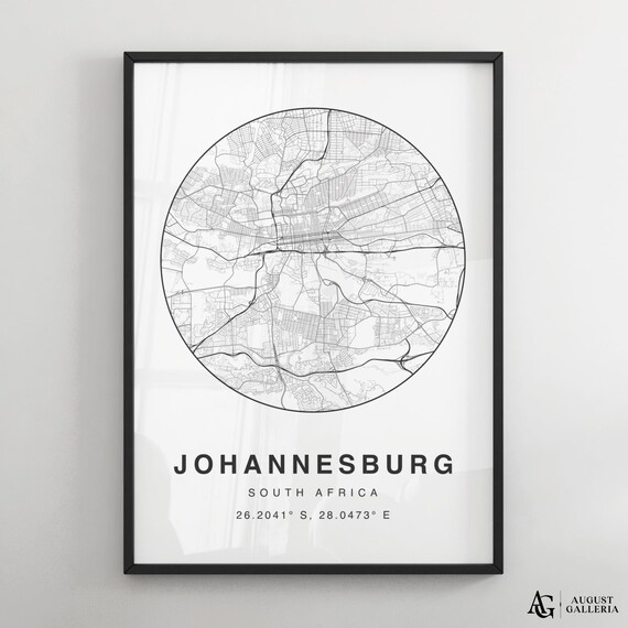 Johannesburg South Africa Minimalist City Map Coordinates Decor Poster
