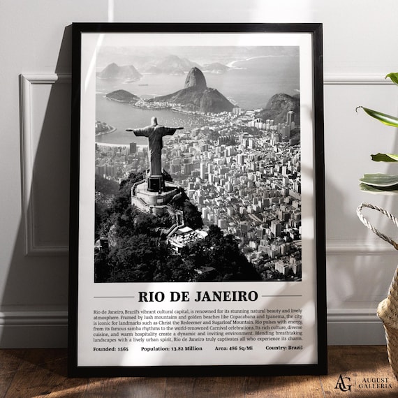 Rio de Janeiro Christ the Redeemer Black and White City Poster