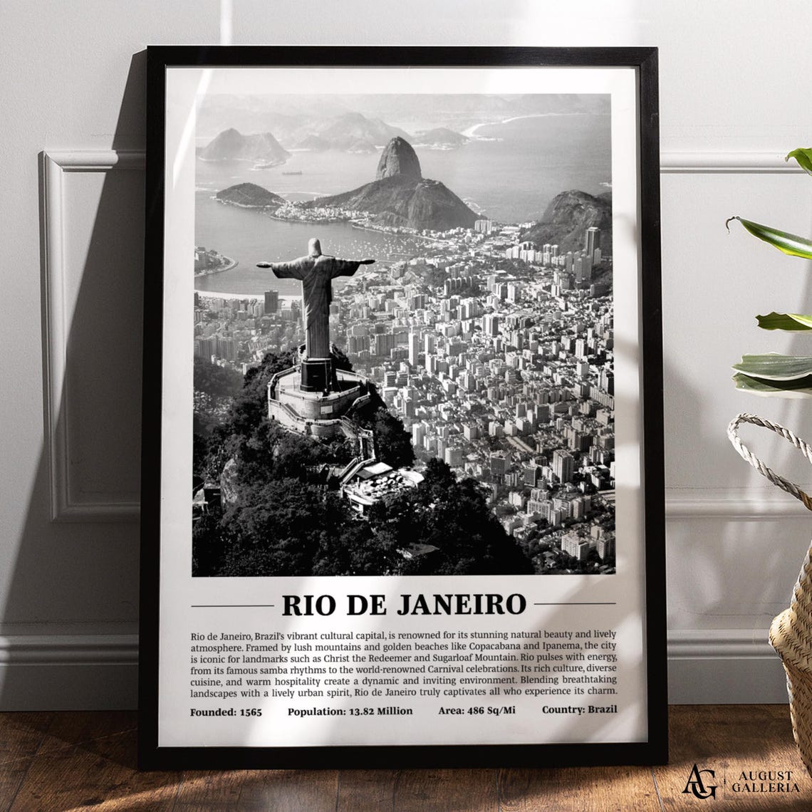 Rio de Janeiro Christ the Redeemer Black and White City Poster