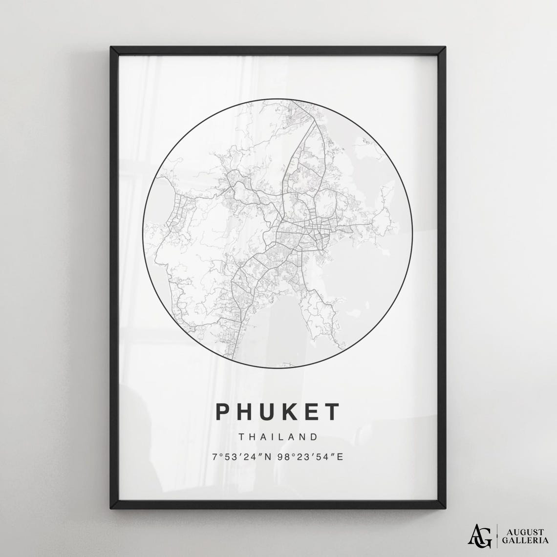 Phuket Thailand Minimalist Circular City Map Coordinates Decor Poster