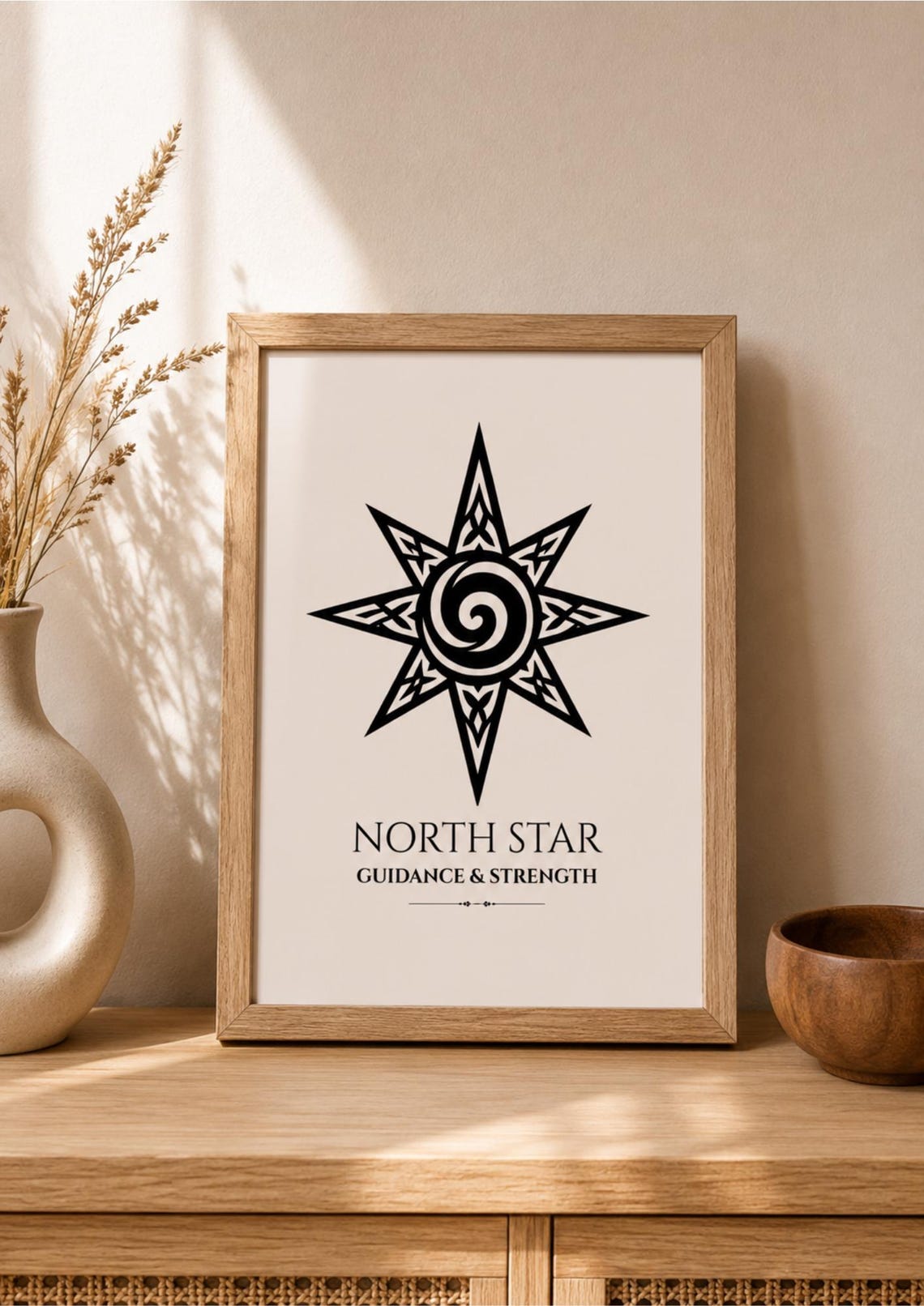North Star Wall Art Print Compass Poster Guidance And Strength Decor Tribal Celestial Artwork Nautical Boho Gift