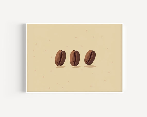 3 Coffee Beans Wall Art Minimalist Kitchen Wall Decor Coffee Bar Decor Coffee Gifts Coffee Shop Poster