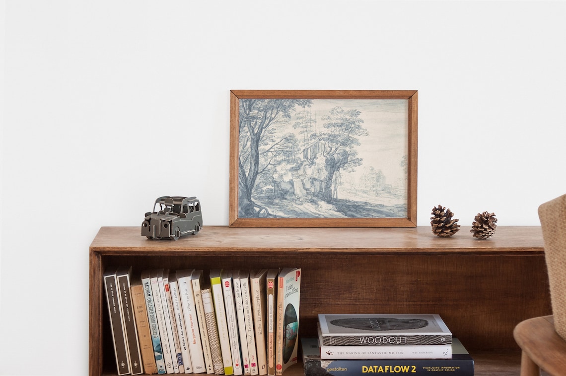 Blue Willow Vintage Landscape Chinoiserie Art Print - Image 2