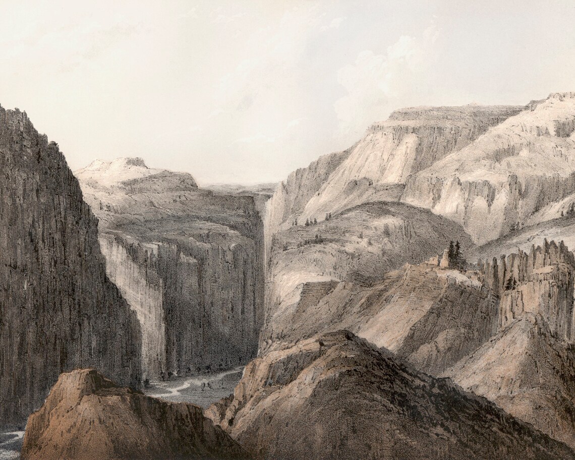 Rustic Mountain Landscape, Antique Lithograph Print - Image 3