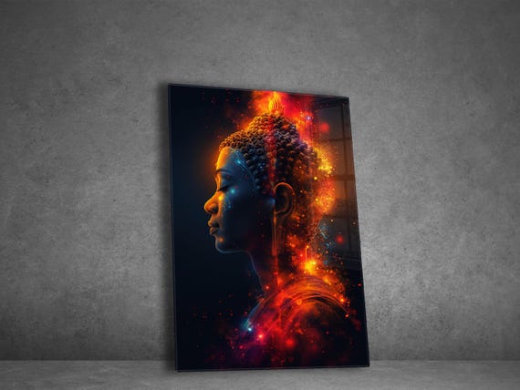 Tempered Glass Wall Art Abstract Buddha Wall Art Housewarming Gift Panoramic Wall Art Interior Design Ideas Home Decor
