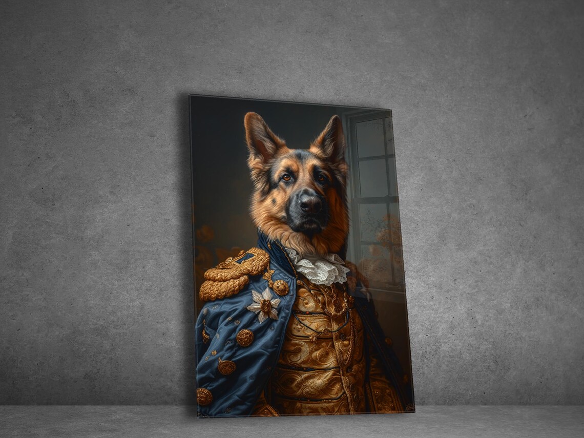 Royal German Shepherd Poster Noble Admiral Uniform Funny Pet Art