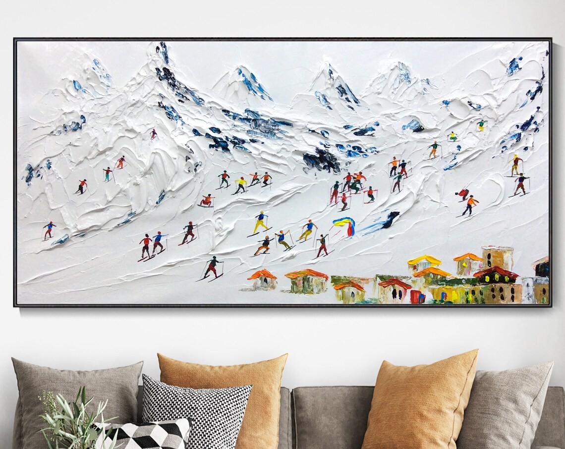 Custom Skier on Snowy Mountain Wall Art Print