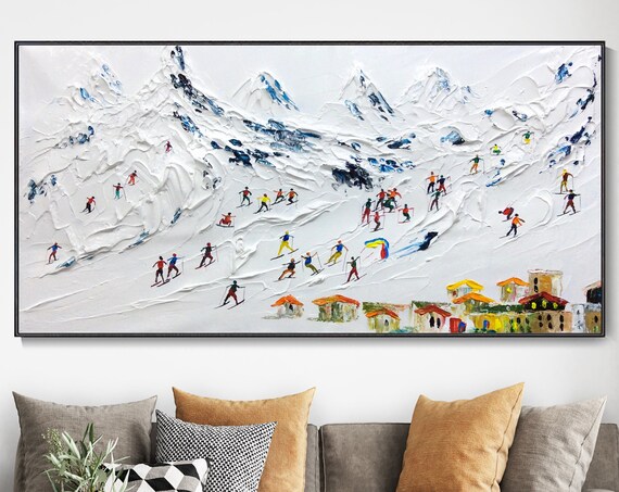 Custom Skier on Snowy Mountain Wall Art Print