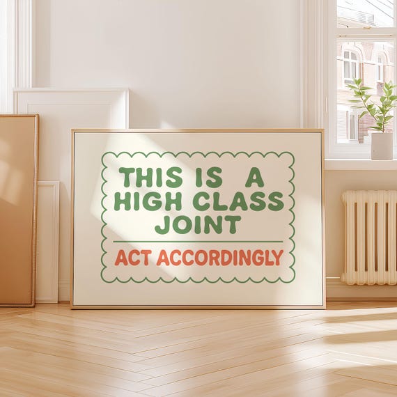 Retro High Class Joint Poster Funny Bathroom Dorm Wall Art