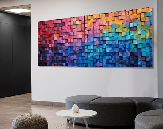 Colorful Mosaic Painting Print Abstract Painting Contemporary Wall Art Modern Interior Design Framed And Ready To Hang