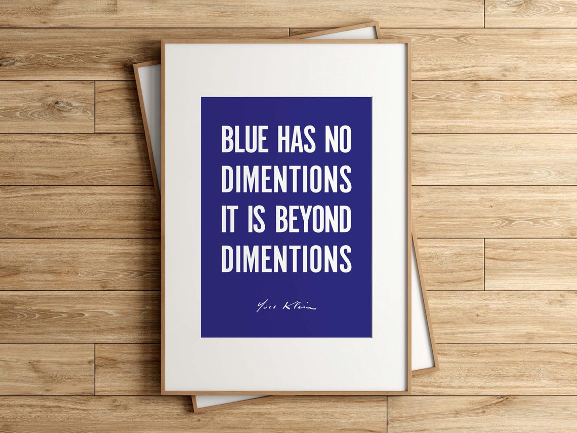Yves Klein Blue Beyond Dimensions Quote Typographic Cobalt Poster - Image 2