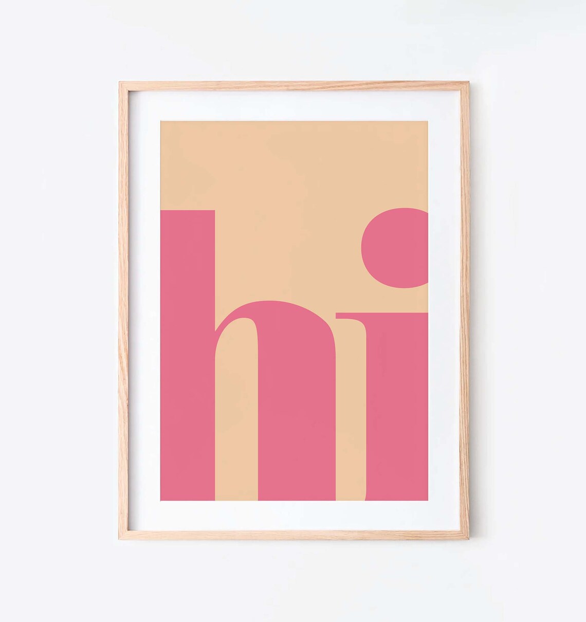 Hi Pink Typography Minimalist Peach Room Decor Greeting Poster - Image 2