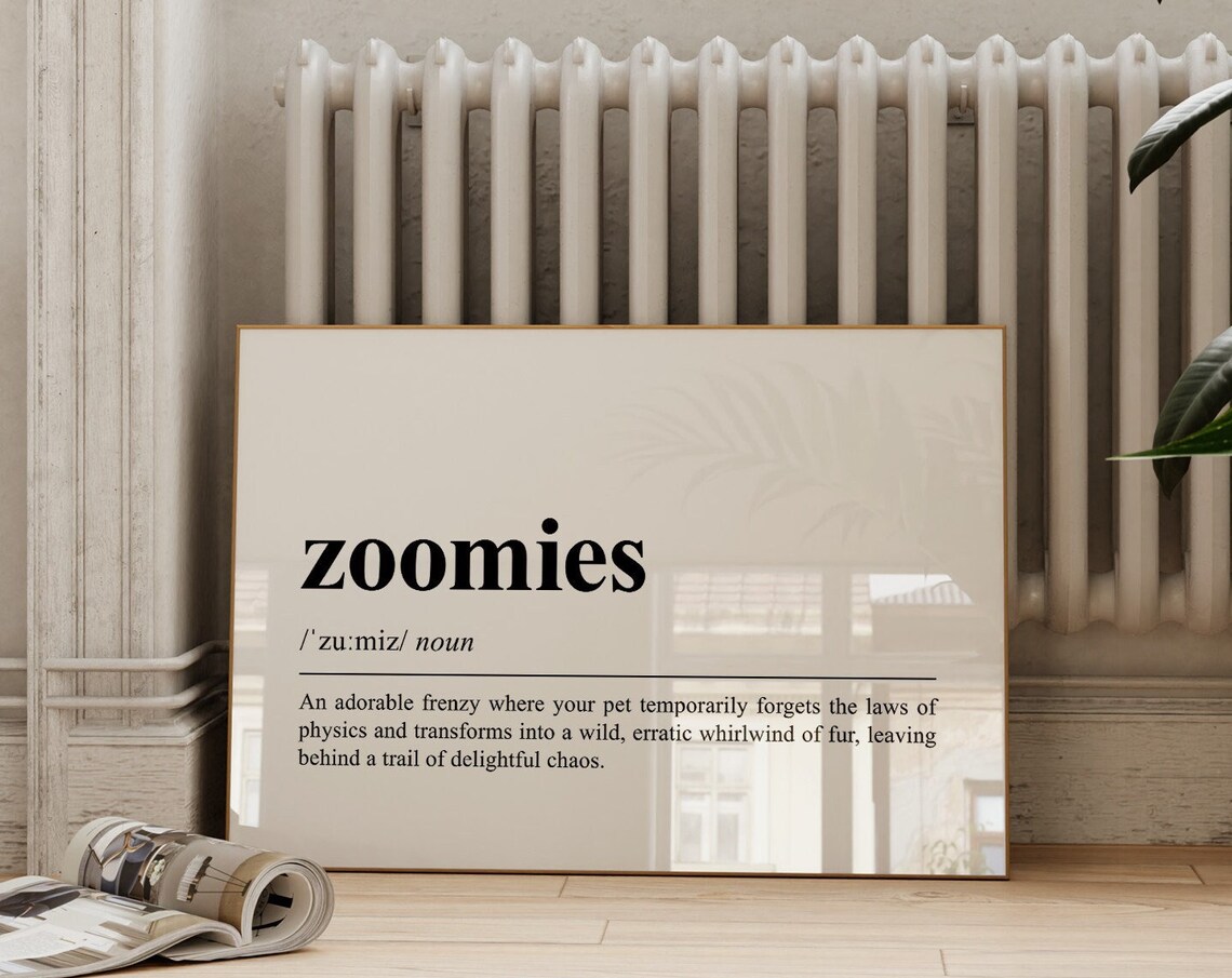 Zoomies Definition Dog Dictionary Funny Pet Lover Gift Dog Mom Poster - Image 3