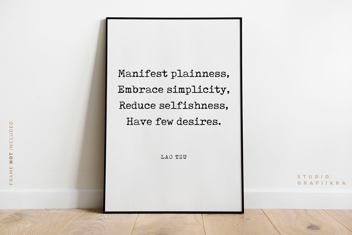 Lao Tzu Manifest Plainness Embrace Simplicity Minimalist Quote Poster - Image 2