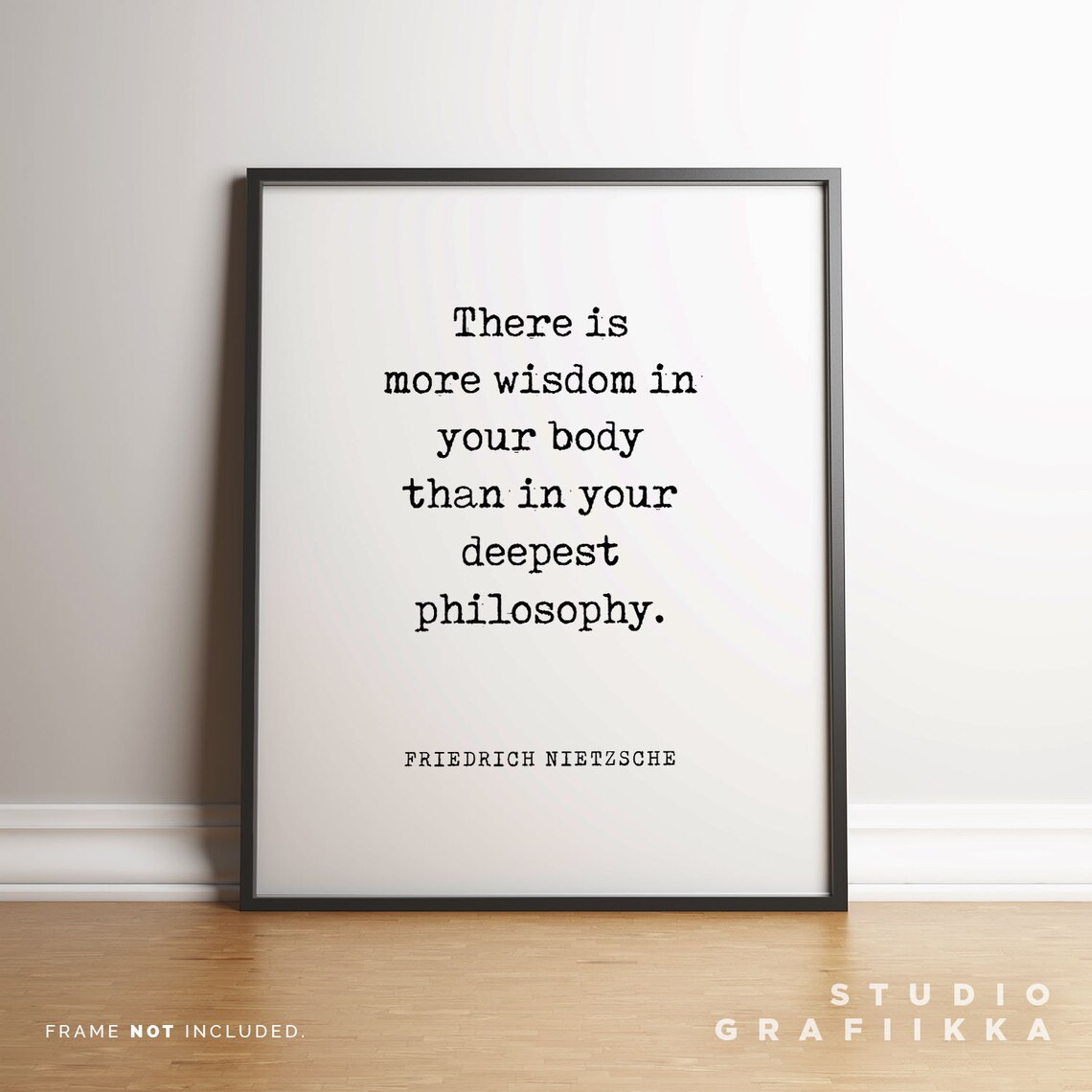 Friedrich Nietzsche More Wisdom in Your Body Minimalist Quote Poster - Image 3