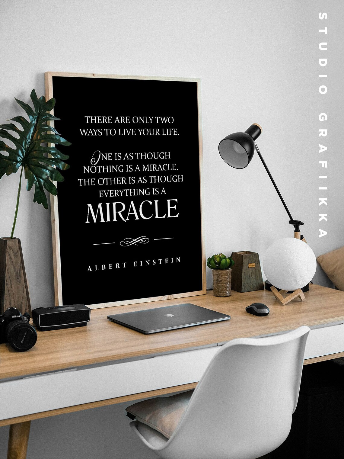 Albert Einstein Quote Print Everything Is A Miracle 2 Minimalist Typographic Print Motivational Inspiring Quote Unframed Poster - Image 3