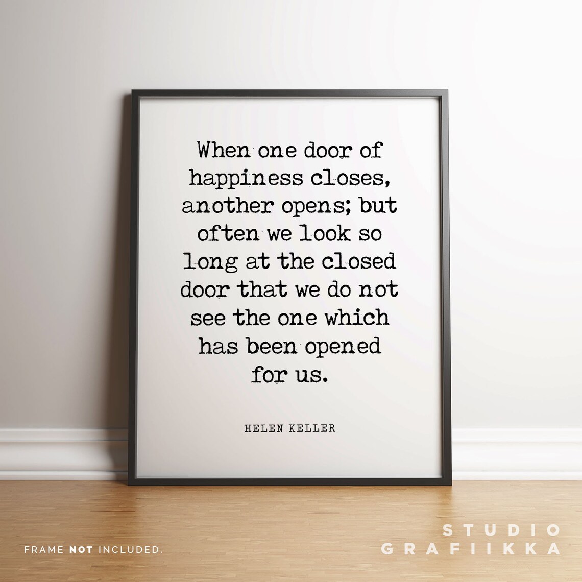 Helen Keller When One Door Of Happiness Closes Quote Typewriter Poster - Image 3