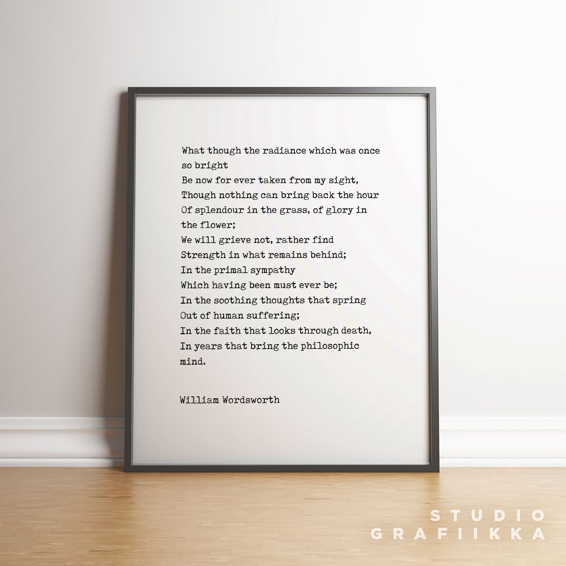 William Wordsworth Classic Poem Minimal Typewriter Style Wall Poster - Image 2