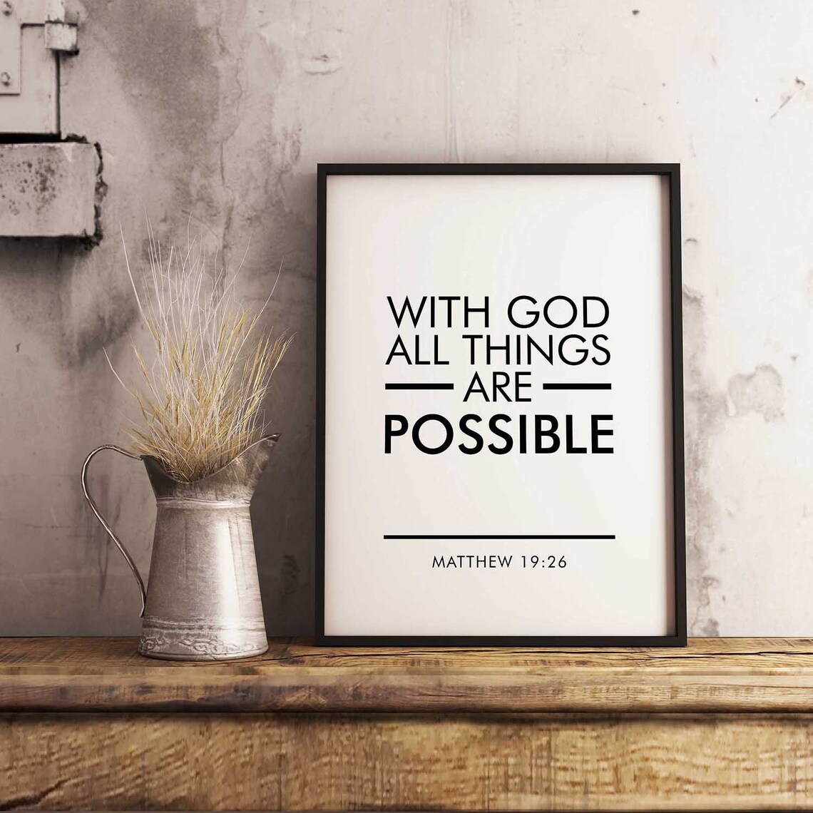 Matthew 19:26 With God All Things Are Possible Scripture Poster - Image 2