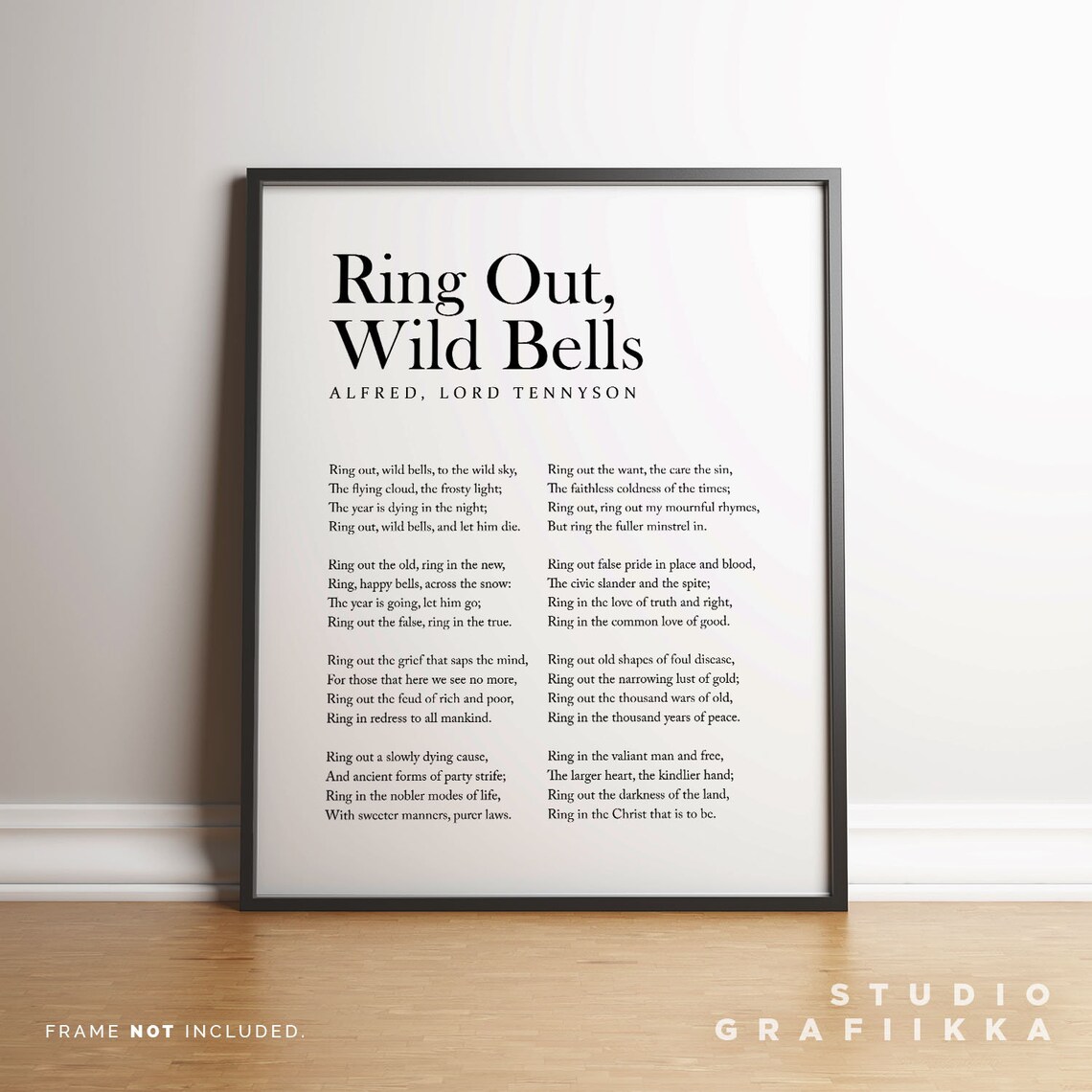 Alfred Lord Tennyson Ring Out Wild Bells Serif Typography Poster - Image 3