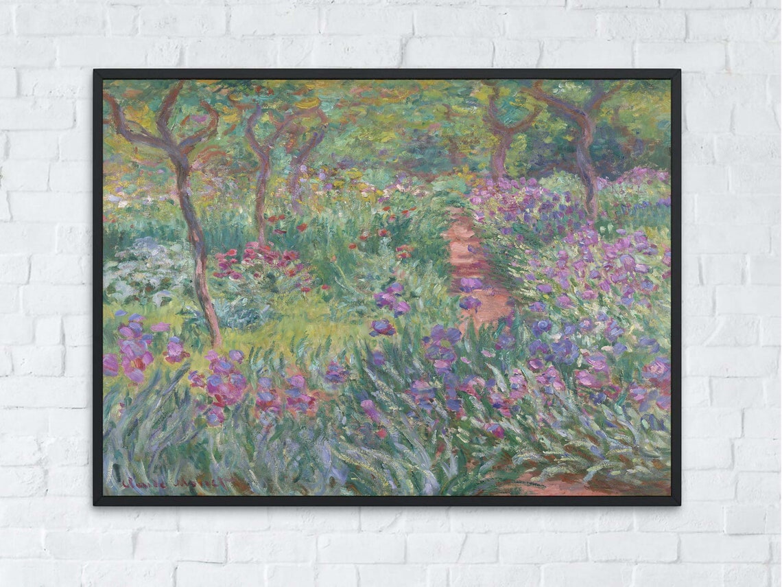 Claude Monet Garden in Giverny Iris Flower Path Impressionist Poster - Image 3