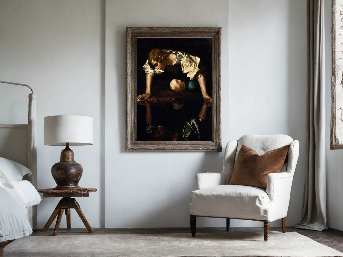 Caravaggio Narcissus at the Water Baroque Masterpiece Classic Print - Image 6