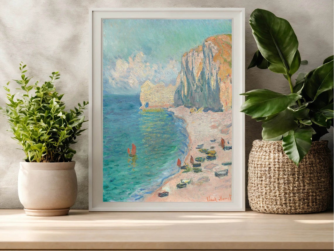Claude Monet Etretat Beach and Falaise dAmont Cliffs Coast Print - Image 7