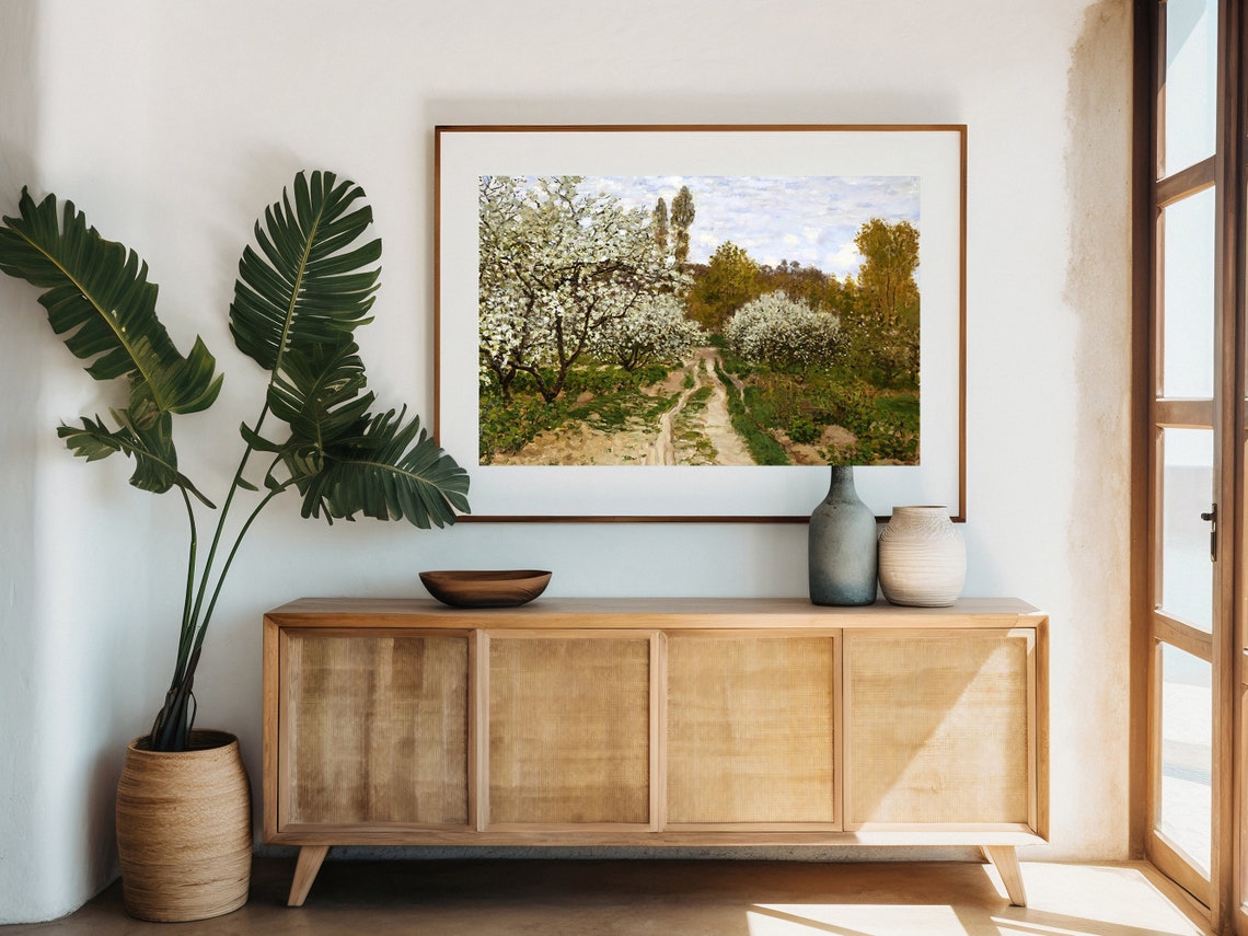 Monet Spring Blossom Orchard White Flowering Trees Garden Poster - Image 4